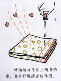 精油滴在面巾纸上纾缓疲劳